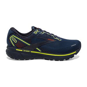 Brooks Ghost 14 Road Running Shoes - Mens, Navy/Yellow/Orange | IE-LSI675498